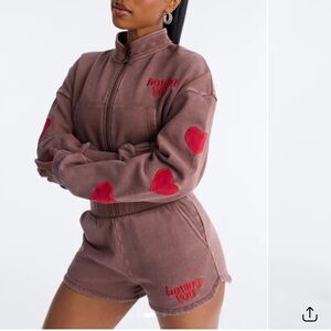 Fashion Nova Brown Jacket with Red Accents
